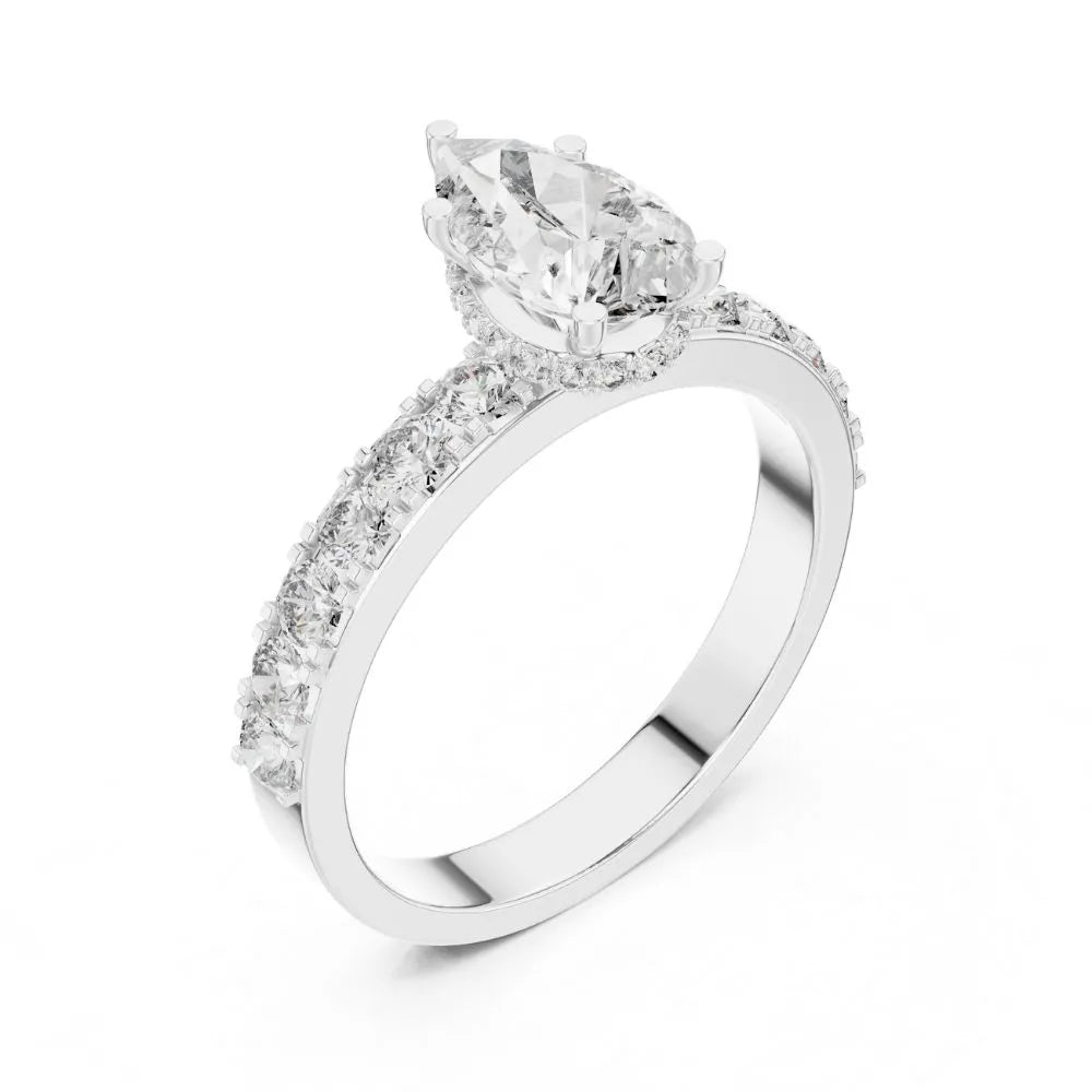 Orynio ORYNIO Serene Teardrop Pavé Sterling Silver Ring 92.5 silver jewellery