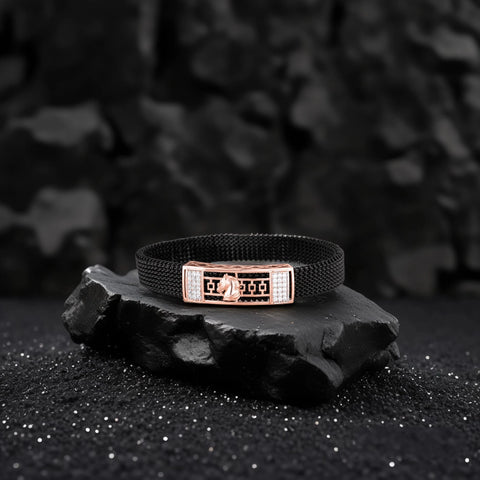 925 Silver Horse Face Rose Gold Pleating Men's Spring Bracelet – Luxury & Style