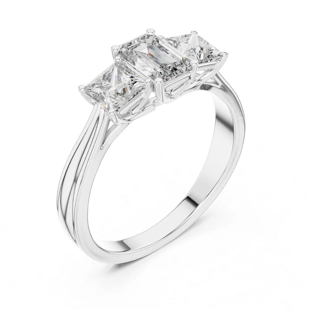 Orynio ORYNIO Imperial Emerald Three Stone Ring in 925 Sterling Silver 92.5 silver jewellery