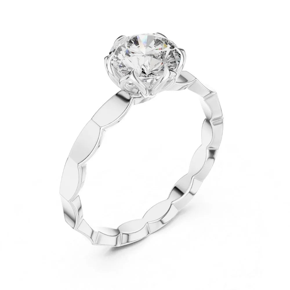 Floral Heart Solitaire Ring in 925 Sterling Silver | ORYNIO