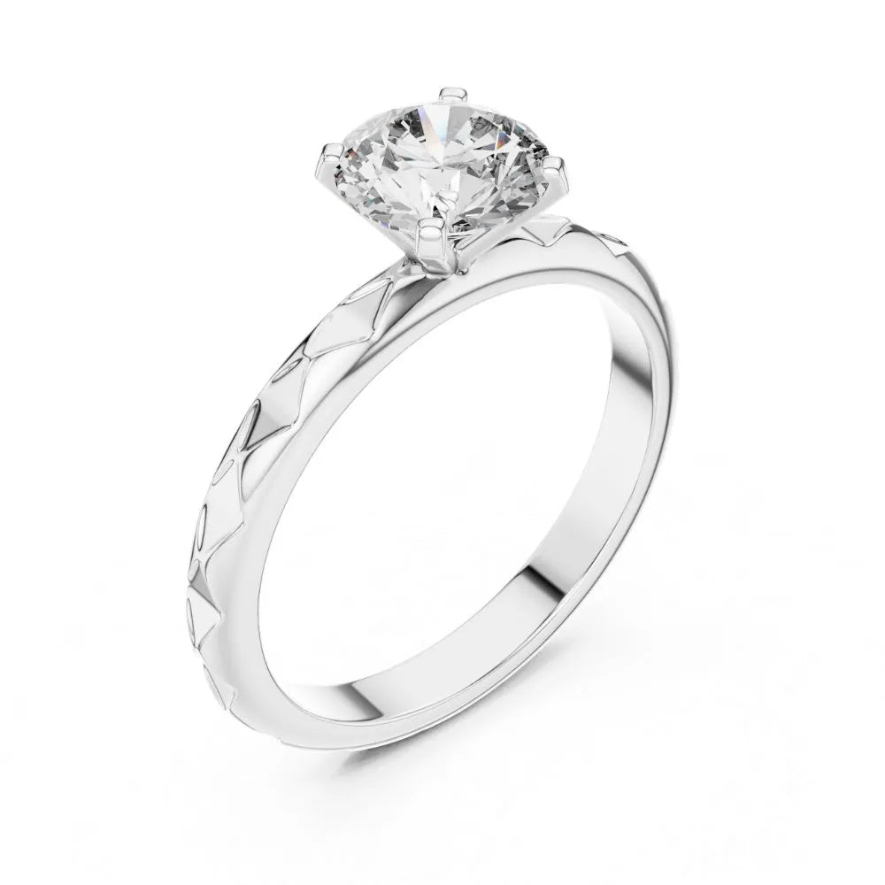 Textured Solitaire Ring in 925 Sterling Silver | ORYNIO