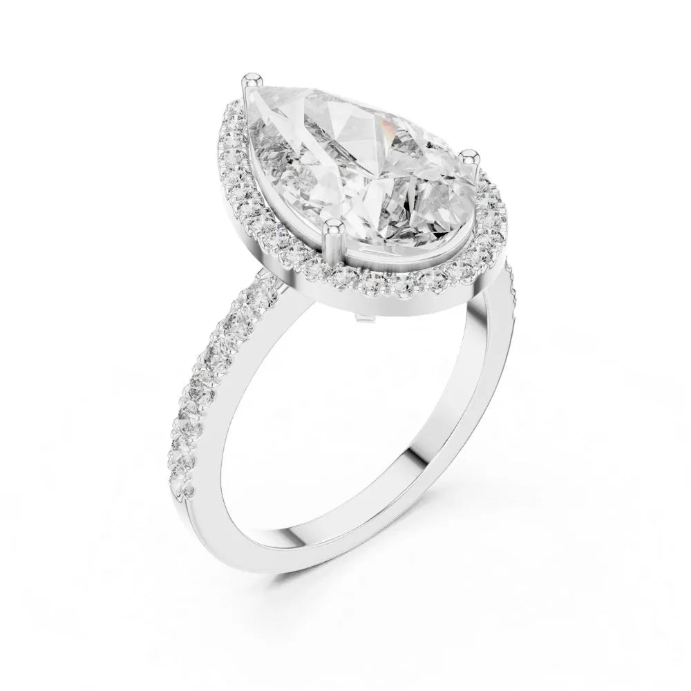 Orynio ORYNIO Eterna Pear Halo Engagement Ring in 925 Sterling Silver 92.5 silver jewellery