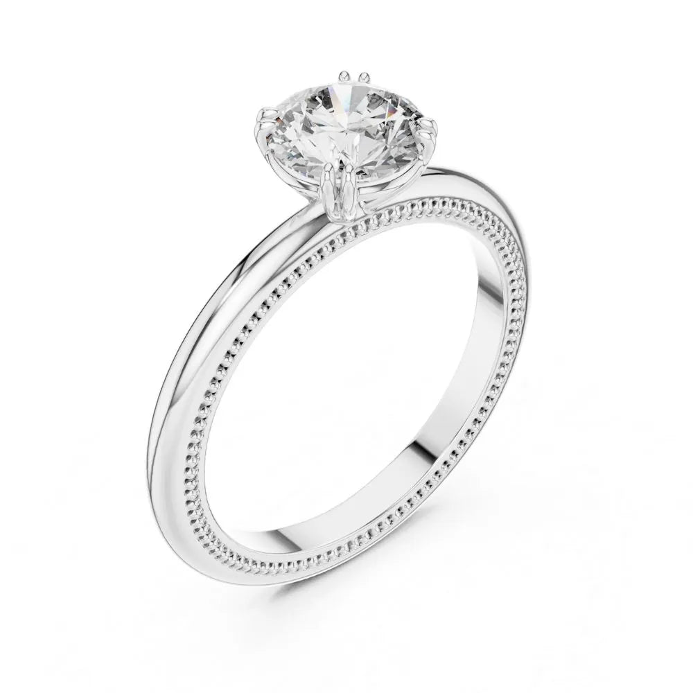 Milgrain Solitaire Ring in 925 Sterling Silver | ORYNIO