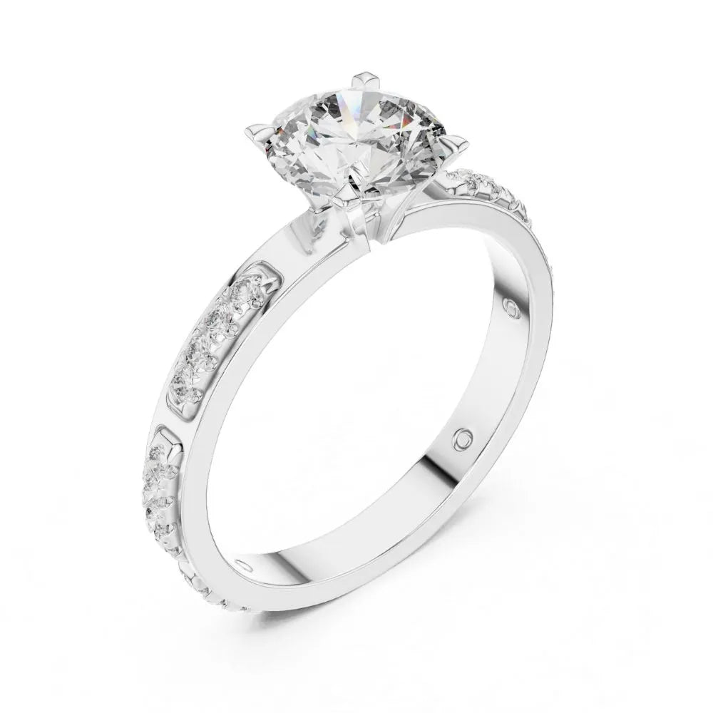 Orynio Round Cut Solitaire Engagement Ring with Channel Set Accent Diamonds in Rose Gold 92.5 silver jewellery