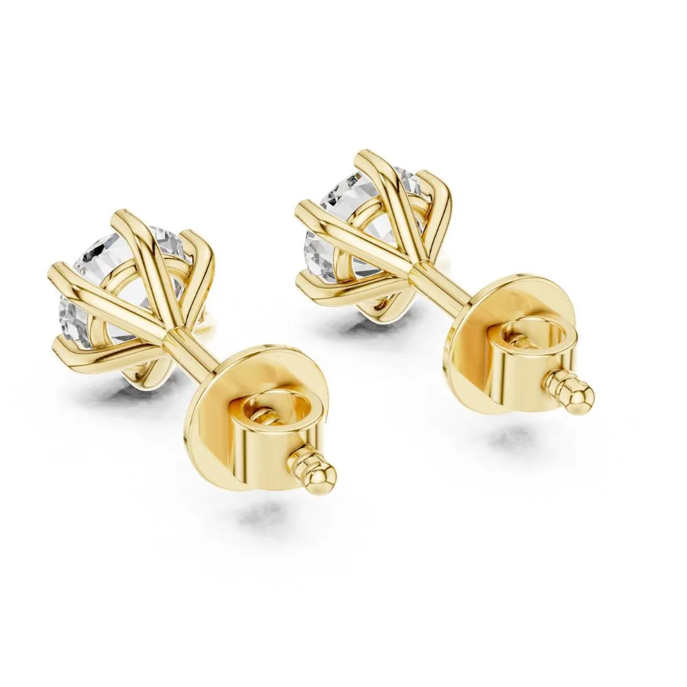ORYNIO Crown Six-Prong Solitaire Stud Earrings in 925 Sterling Silver