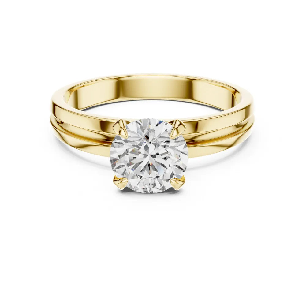 Elegant Grooved Solitaire Ring in 925 Sterling Silver | ORYNIO