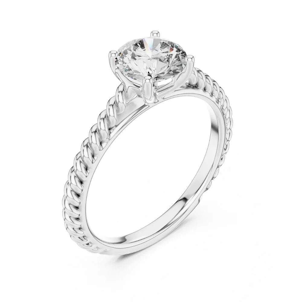 Vintage Rope Solitaire Ring in 925 Sterling Silver | ORYNIO