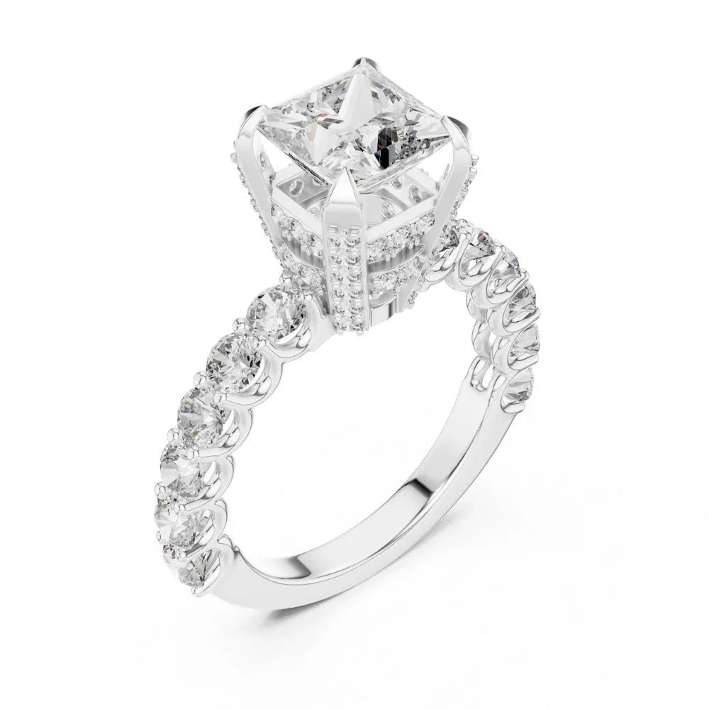 Orynio ORYNIO Celestia Princess Halo Engagement Ring in 925 Sterling Silver 92.5 silver jewellery