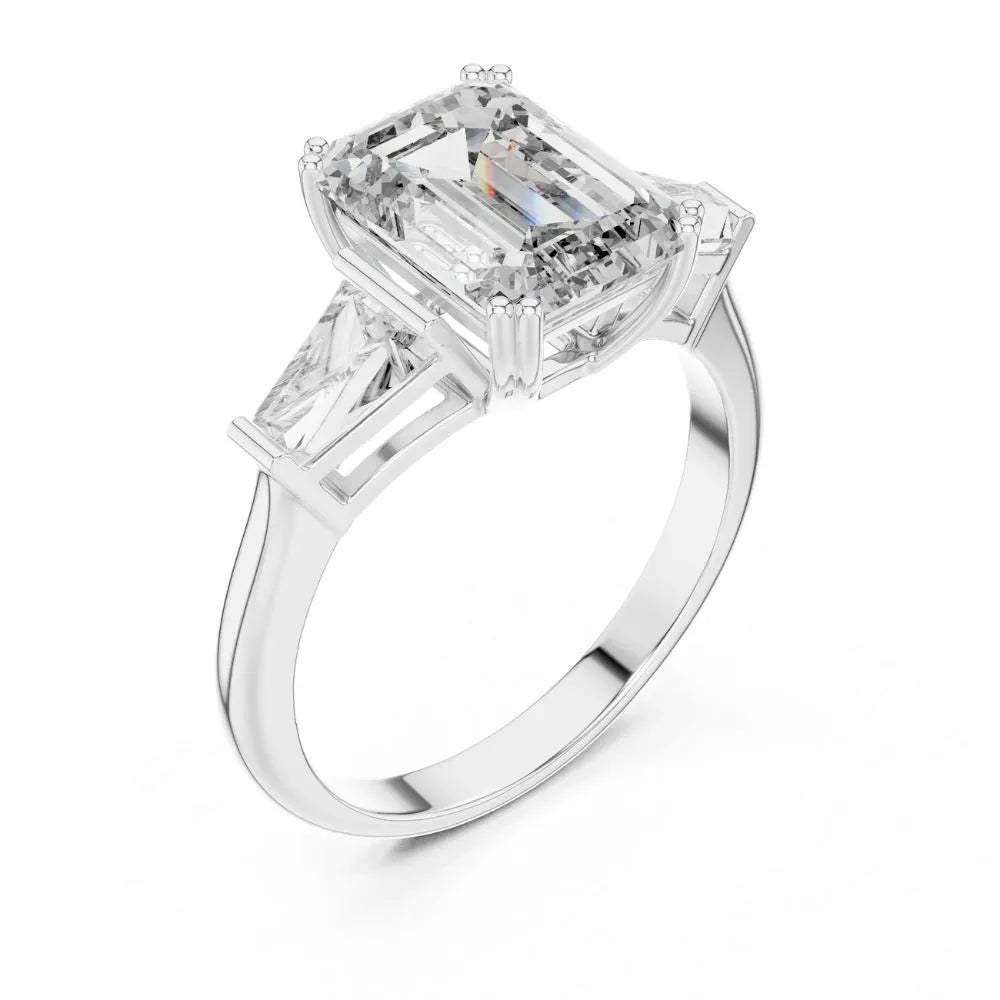 Orynio ORYNIO Regal Emerald Three-Stone Engagement Ring in 925 Sterling Silver 92.5 silver jewellery