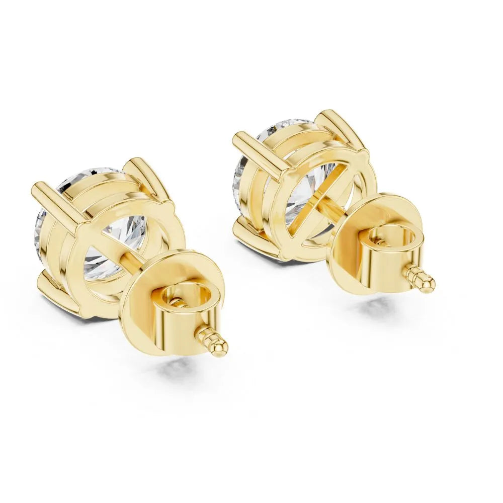 ORYNIO Classic Round Four-Prong Solitaire Stud Earrings in 925 Sterling Silver