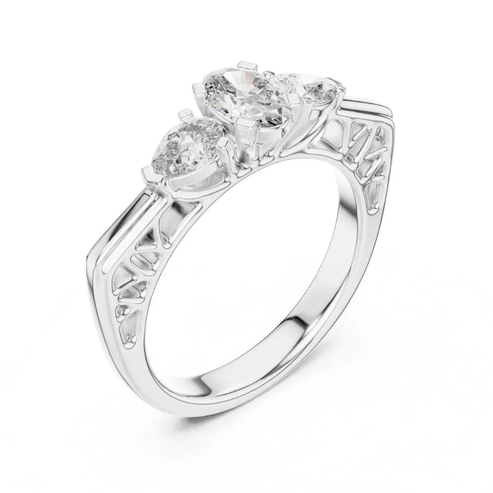Orynio ORYNIO Elara Vintage Three Stone Ring in 925 Sterling Silver 92.5 silver jewellery