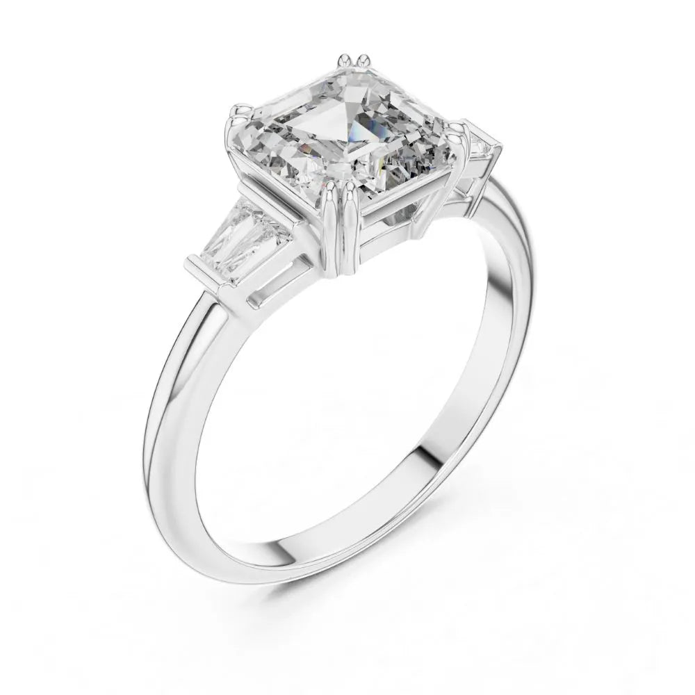 Orynio ORYNIO Prestige Asscher Three-Stone Engagement Ring in 925 Sterling Silver 92.5 silver jewellery