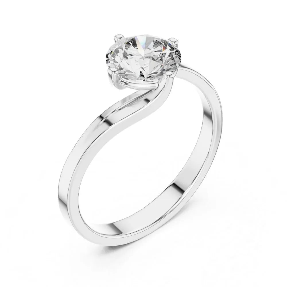 Bypass Solitaire Ring in 925 Sterling Silver | ORYNIO
