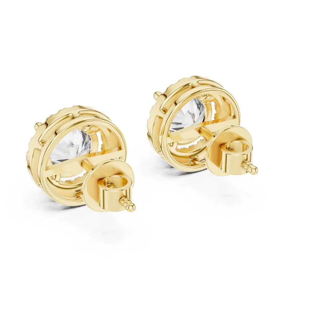 ORYNIO Single Halo Round Solitaire Stud Earrings in 925 Sterling Silver