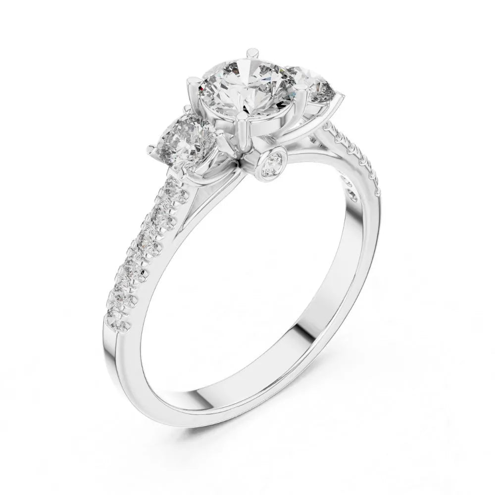 Orynio ORYNIO Radiance Three Stone Pavé Ring in 925 Sterling Silver 92.5 silver jewellery