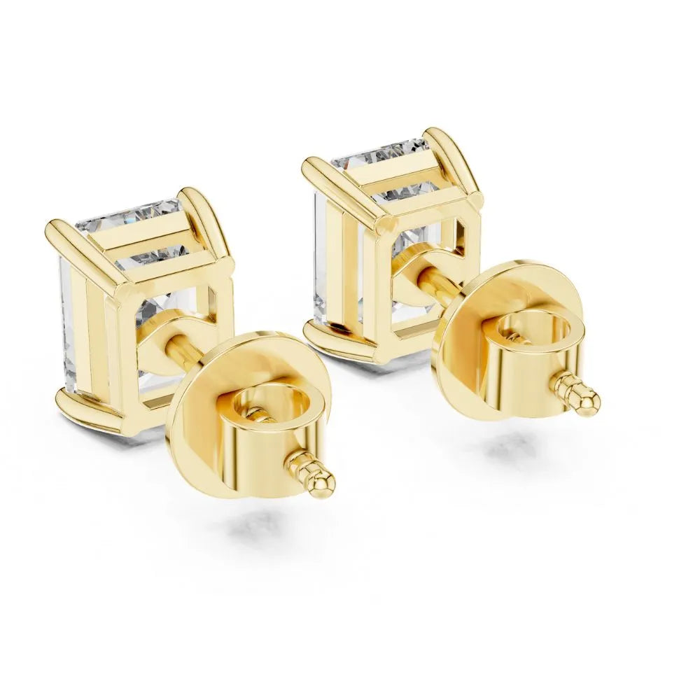 ORYNIO Emerald Cut Solitaire Stud Earrings in 925 Sterling Silver