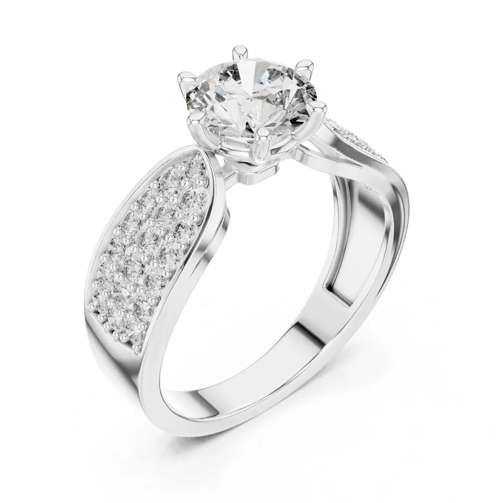 Orynio ORYNIO Regal Brilliance Solitaire Pave Sterling Silver Ring 92.5 silver jewellery