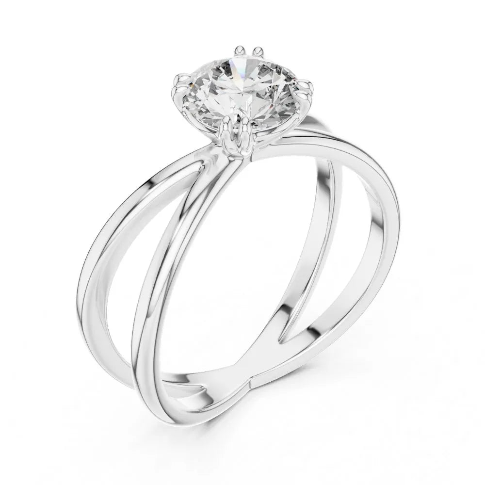 Criss Cross Solitaire Ring in 925 Sterling Silver | ORYNIO