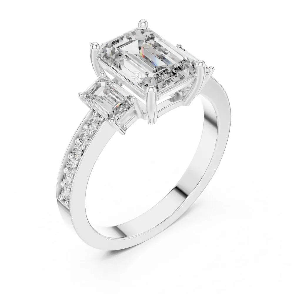 Orynio ORYNIO Imperial Emerald Three Stone Engagement Ring in 925 Sterling Silver 92.5 silver jewellery