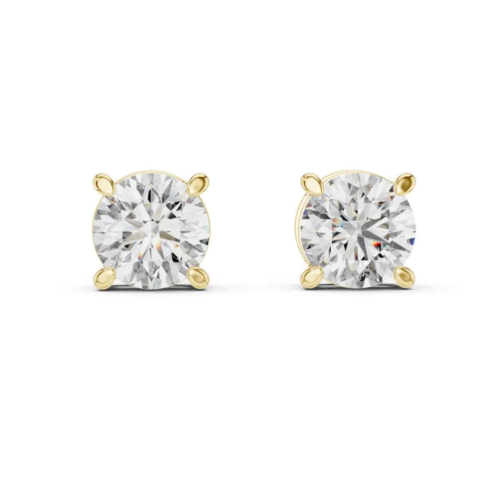 ORYNIO Classic Round Four-Prong Solitaire Stud Earrings in 925 Sterling Silver
