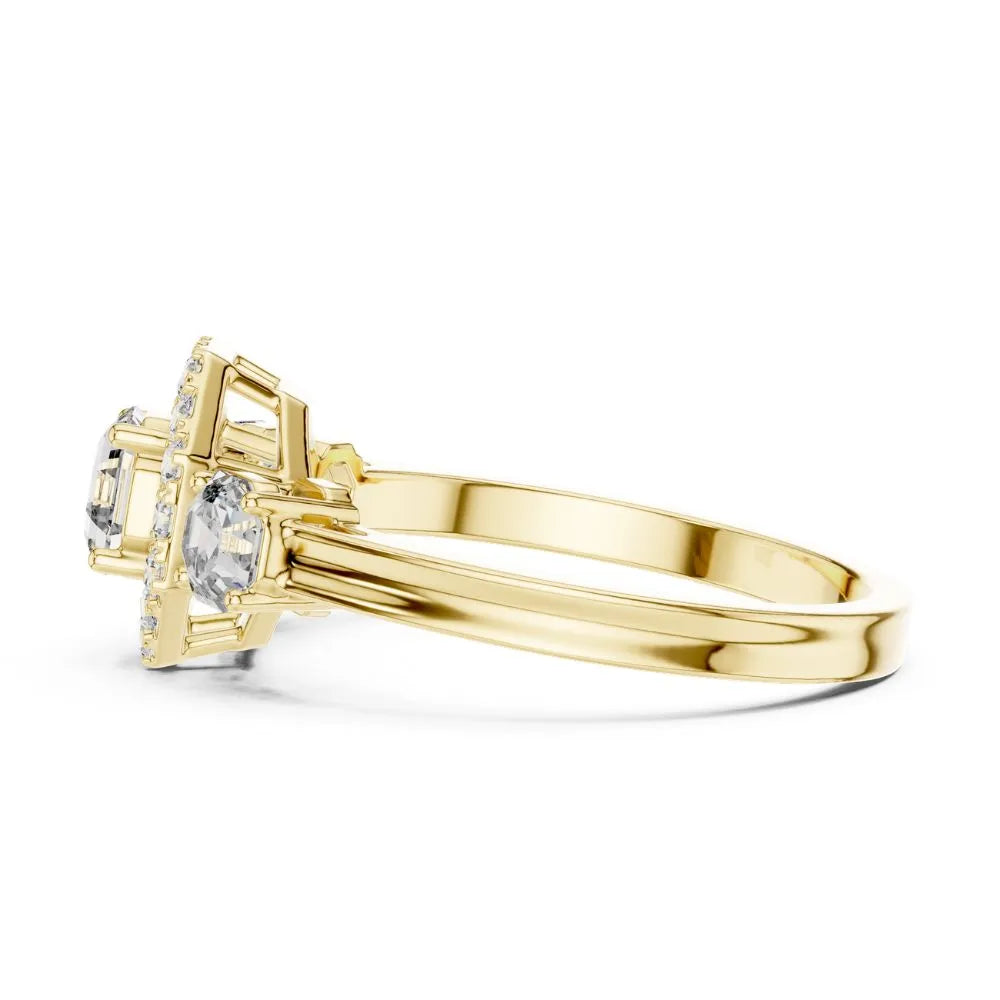 Orynio ORYNIO Aurora Halo Three Stone Ring in 925 Sterling Silver 92.5 silver jewellery