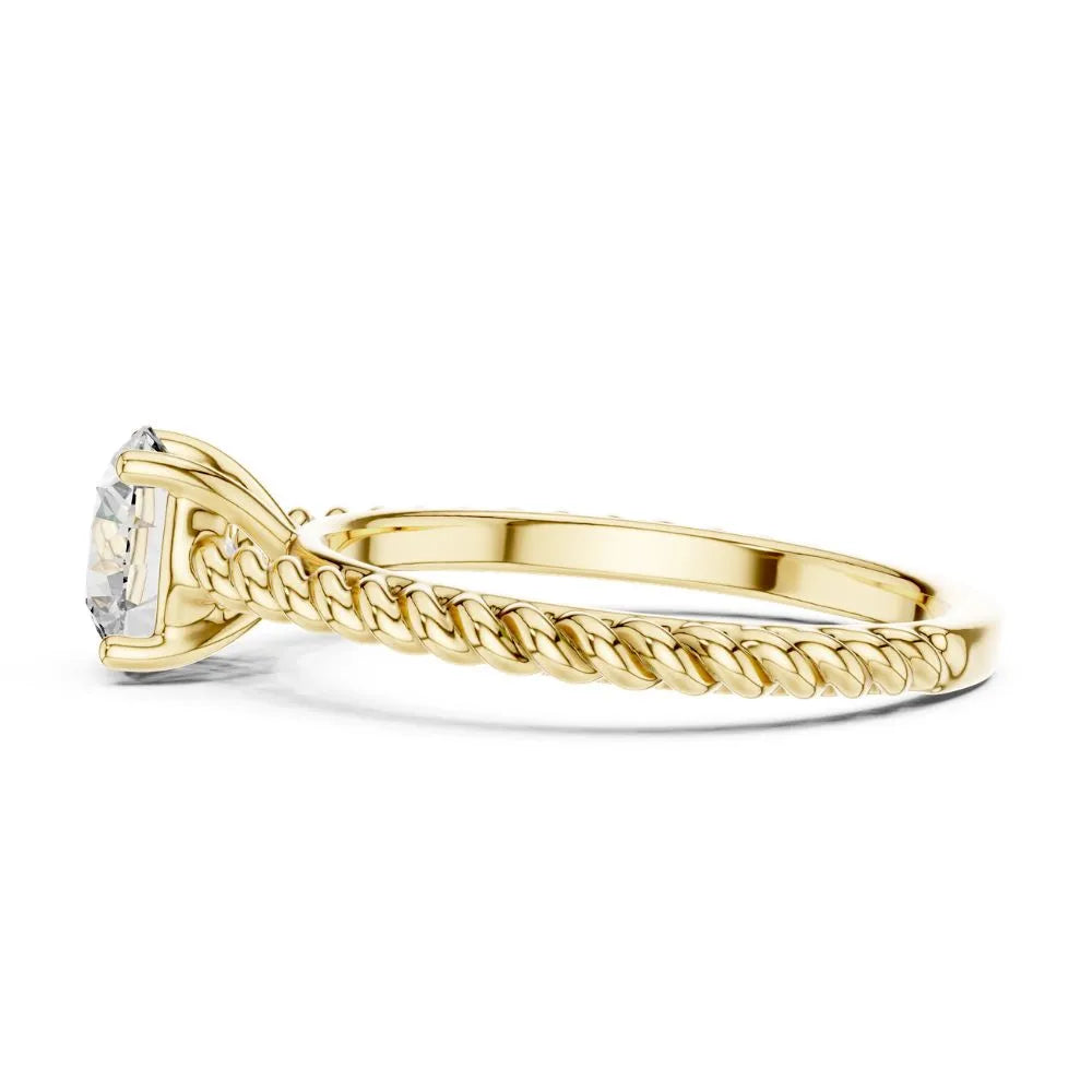 Vintage Rope Solitaire Ring in 925 Sterling Silver | ORYNIO