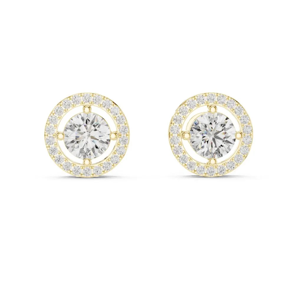 ORYNIO Aurelia Radiant Halo Stud Earrings in 925 Sterling Silver