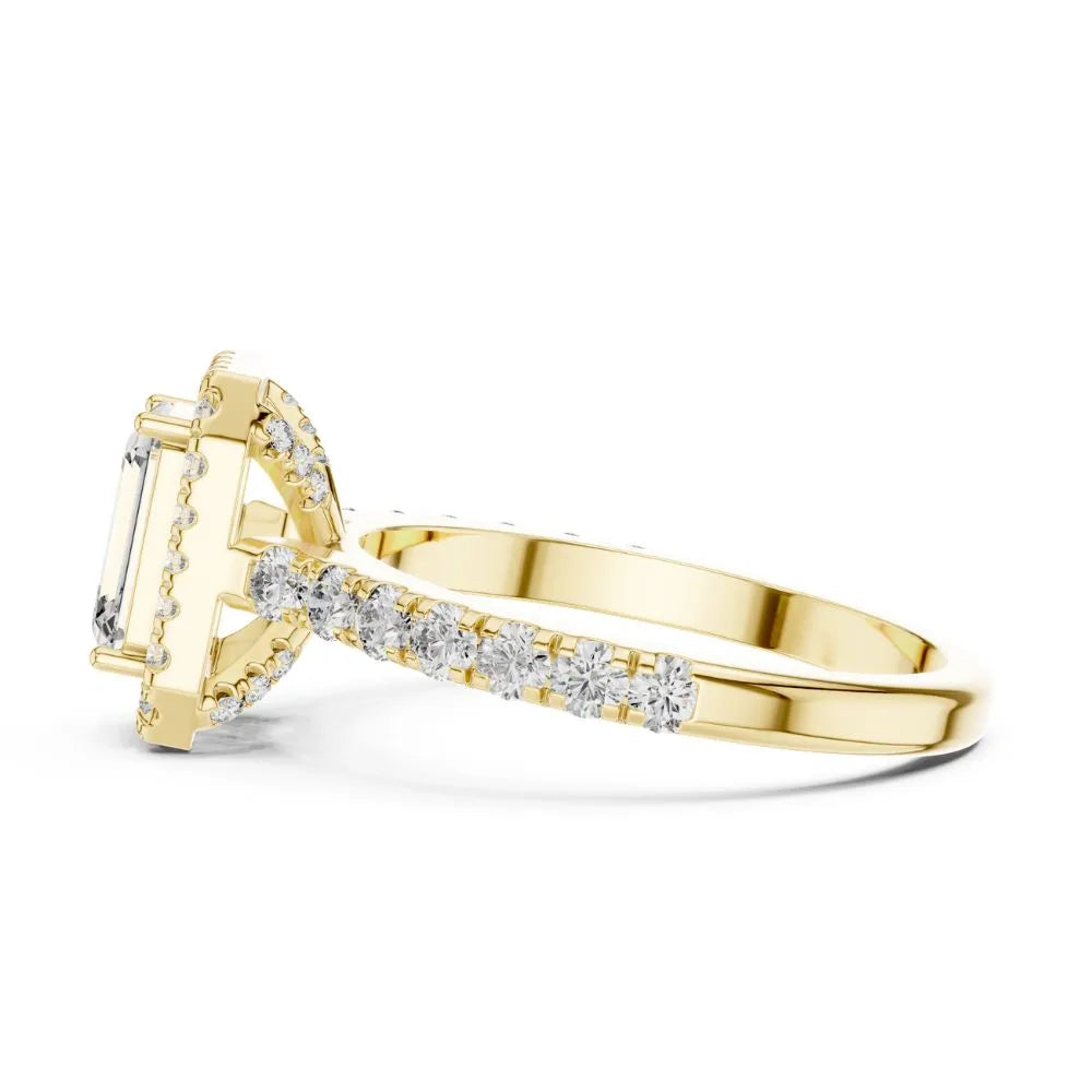 Orynio ORYNIO Radiant Halo Emerald Engagement Ring in 925 Sterling Silver 92.5 silver jewellery