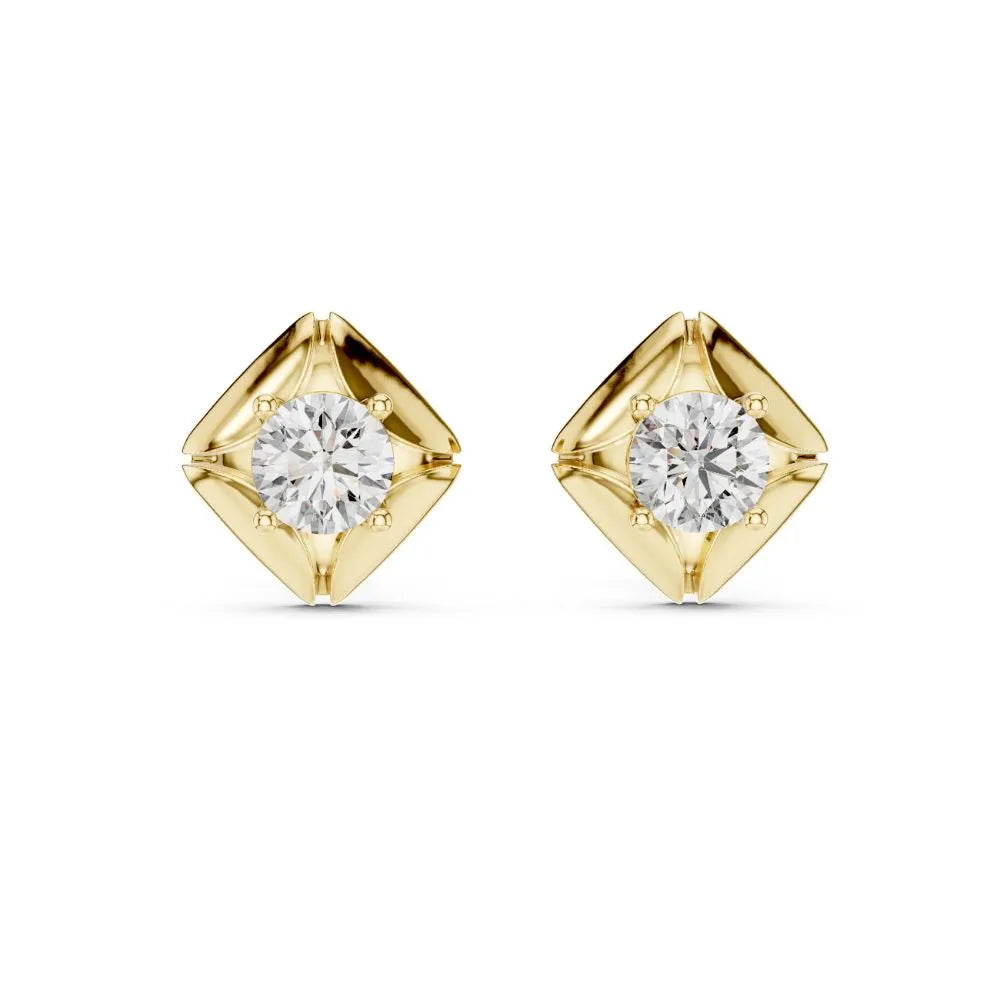 ORYNIO Sculptural Geometric Solitaire Stud Earrings in 925 Sterling Silver