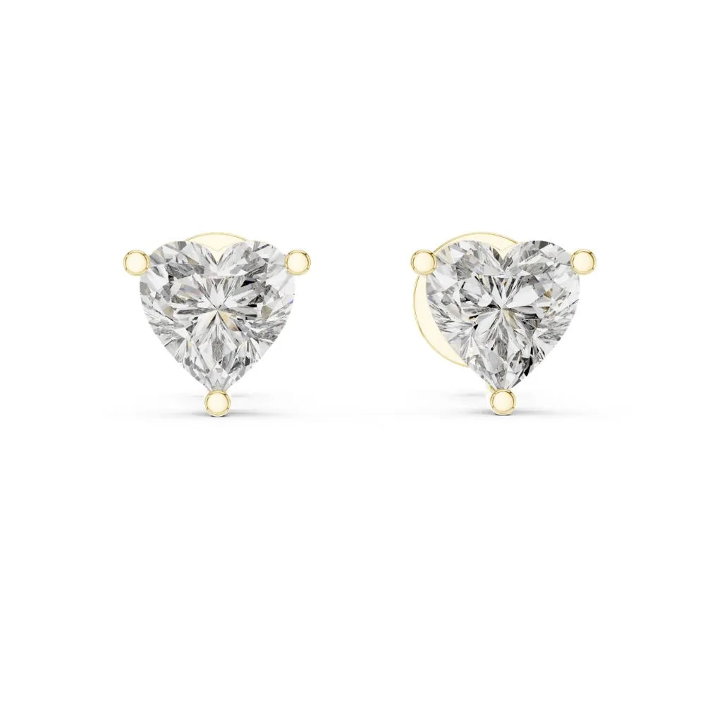 ORYNIO Heart Cut Solitaire Stud Earrings in 925 Sterling Silver