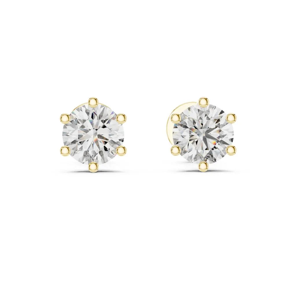 ORYNIO Crown Six-Prong Solitaire Stud Earrings in 925 Sterling Silver