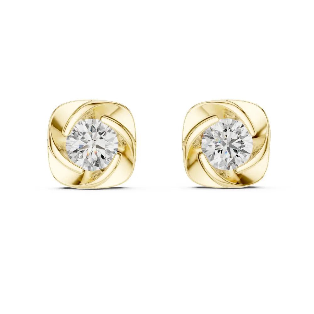 ORYNIO Cushion Swirl Solitaire Stud Earrings in 925 Sterling Silver