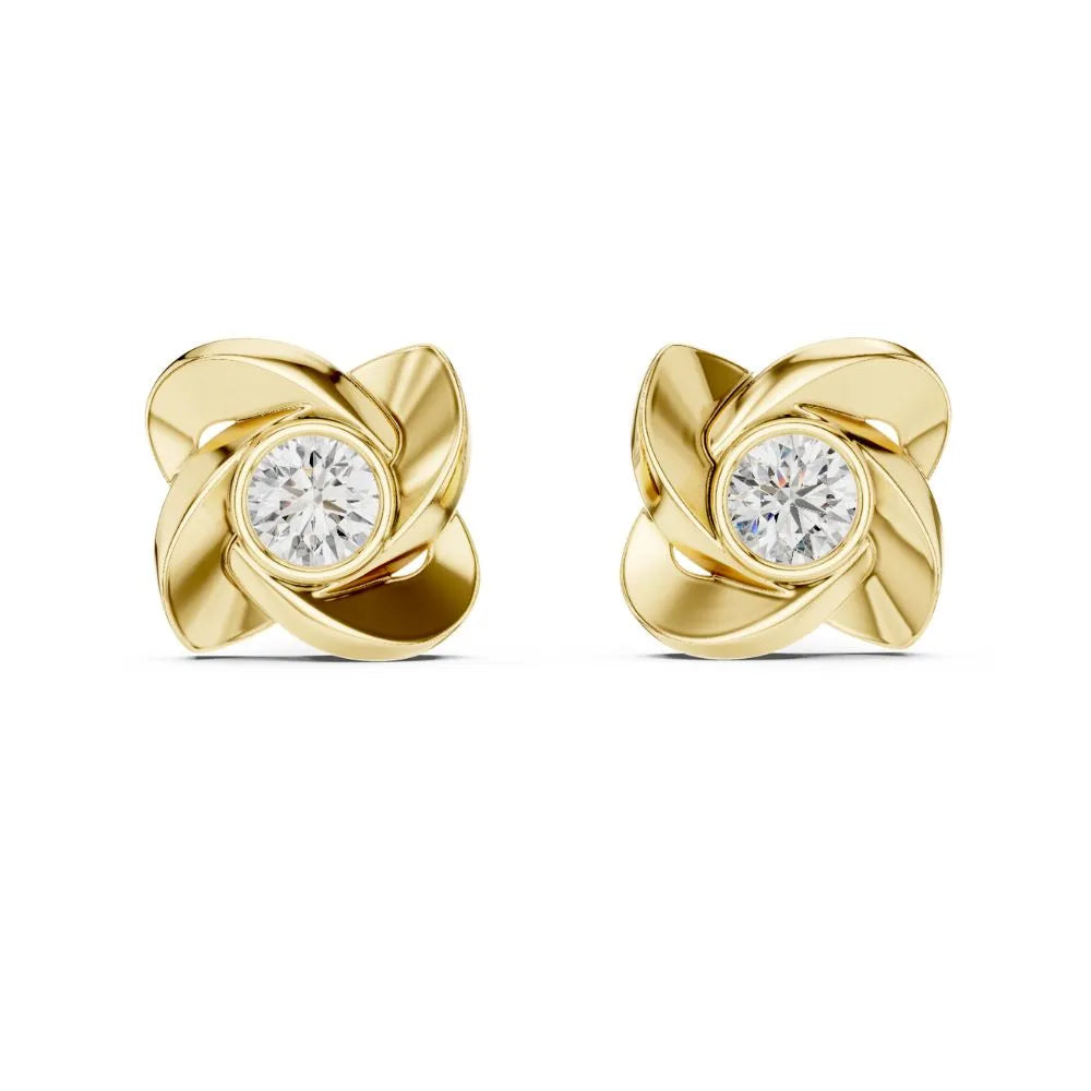 ORYNIO Sculptural Swirl Petal Stud Earrings in 925 Sterling Silver