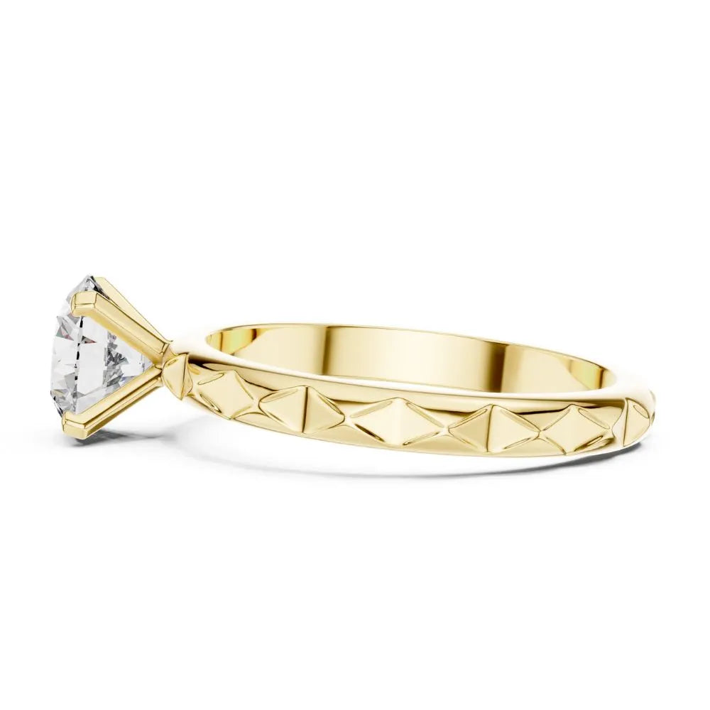 Textured Solitaire Ring in 925 Sterling Silver | ORYNIO