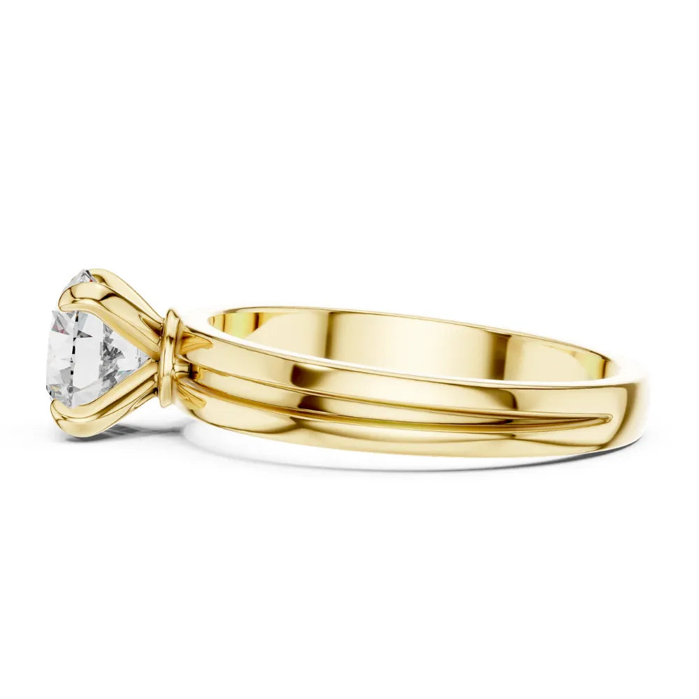 Elegant Grooved Solitaire Ring in 925 Sterling Silver | ORYNIO
