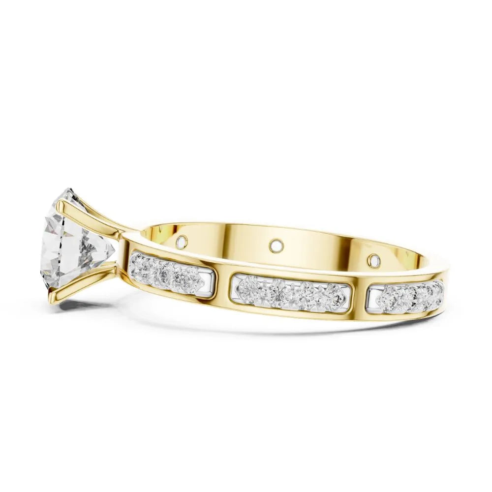 Orynio Round Cut Solitaire Engagement Ring with Channel Set Accent Diamonds in Rose Gold 92.5 silver jewellery