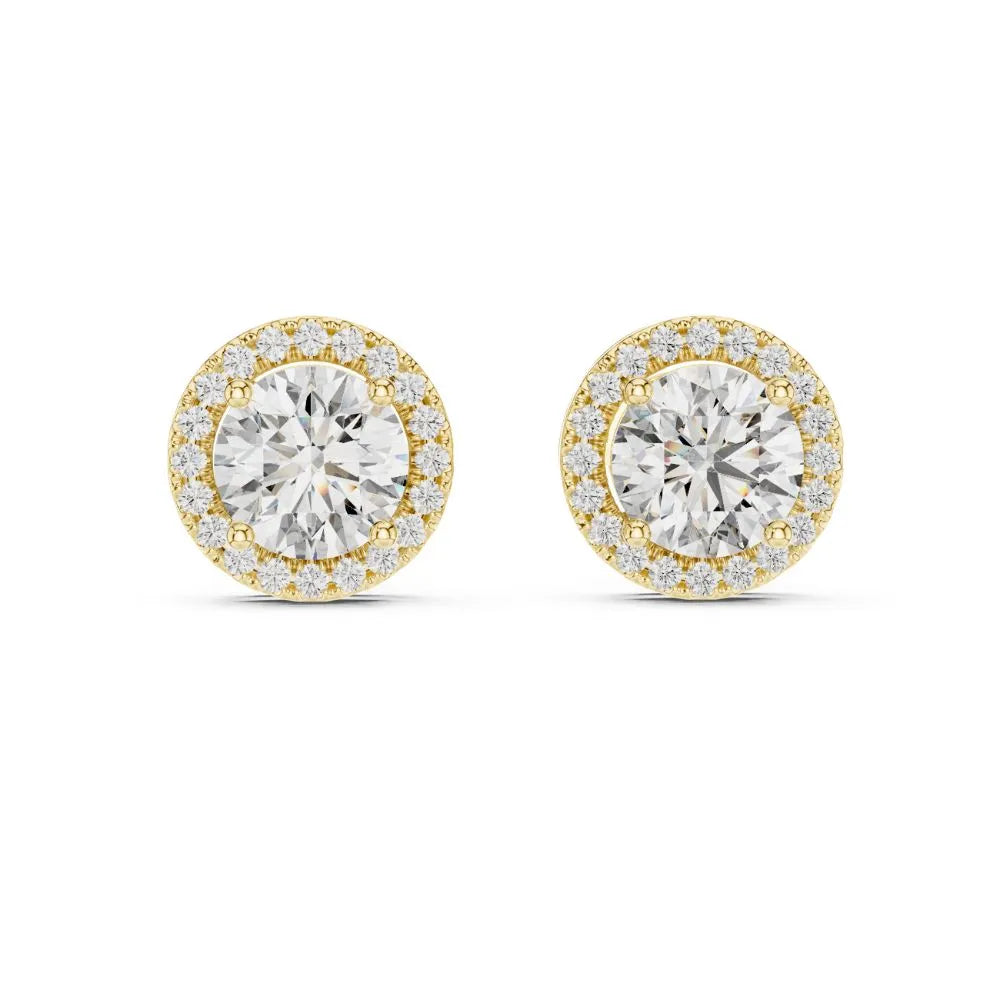 ORYNIO Single Halo Round Solitaire Stud Earrings in 925 Sterling Silver