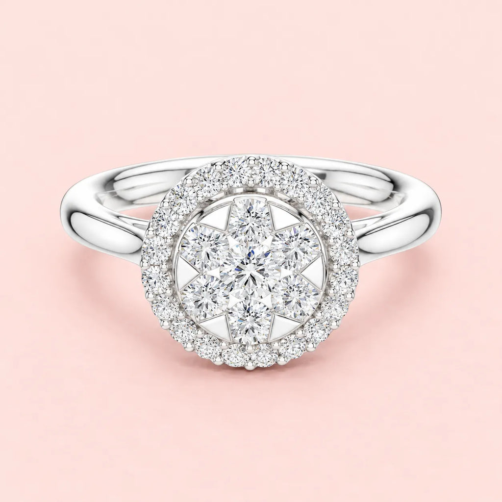 925 Sterling Silver Cluster Halo Ring for Women