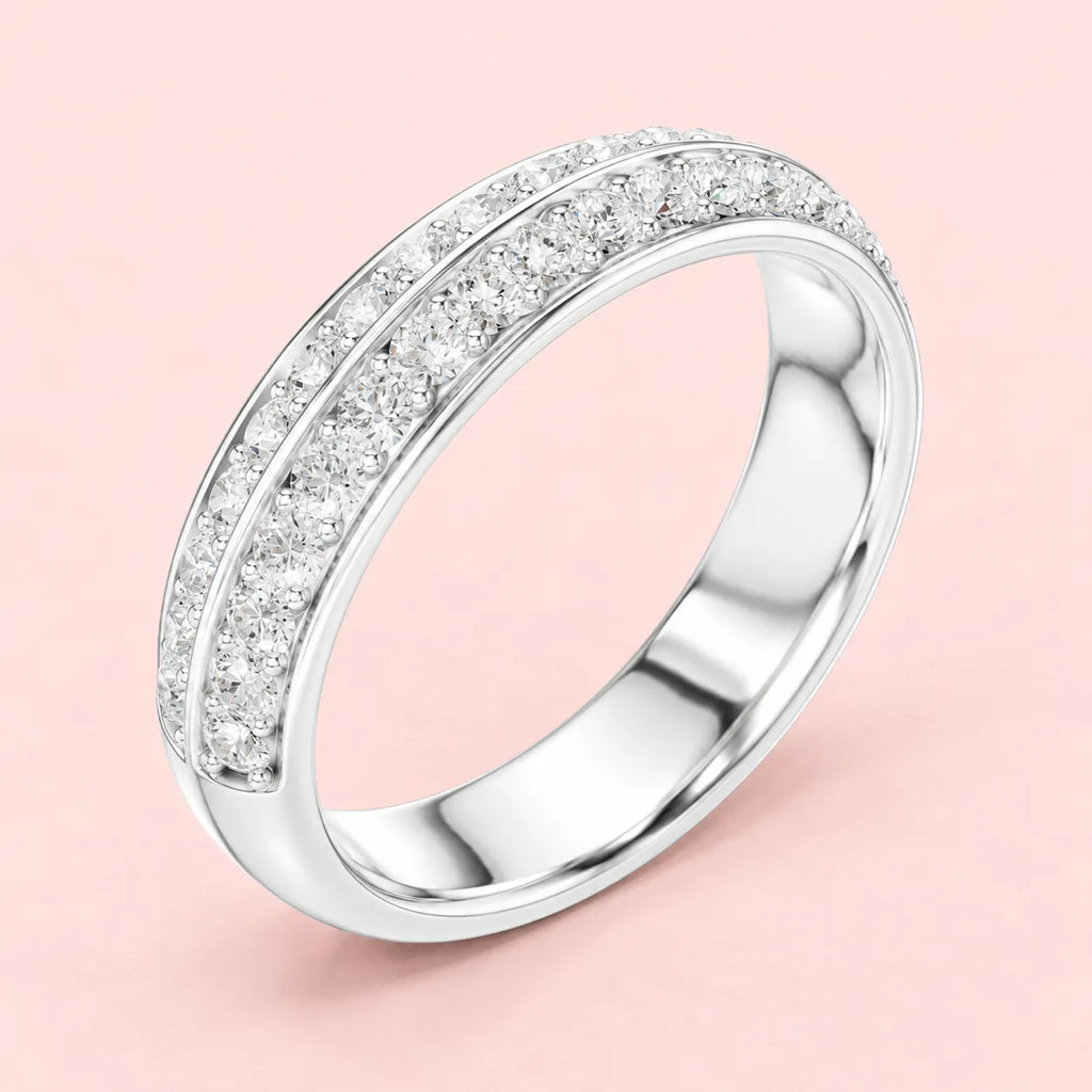 925 Sterling Silver Double Row Eternity Band for Women