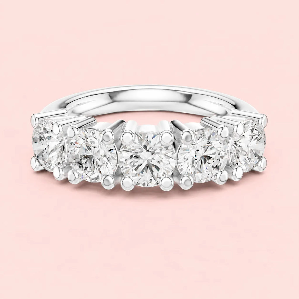 925 Sterling Silver Five Stone Ring for Women