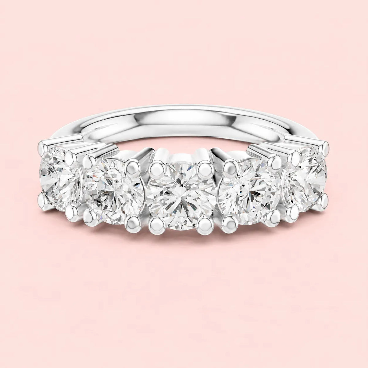 925 Sterling Silver Five Stone Ring for Women
