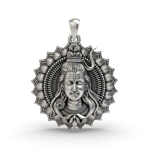 925 Silver Shiva Face Pendant | Unisex Spiritual Necklace