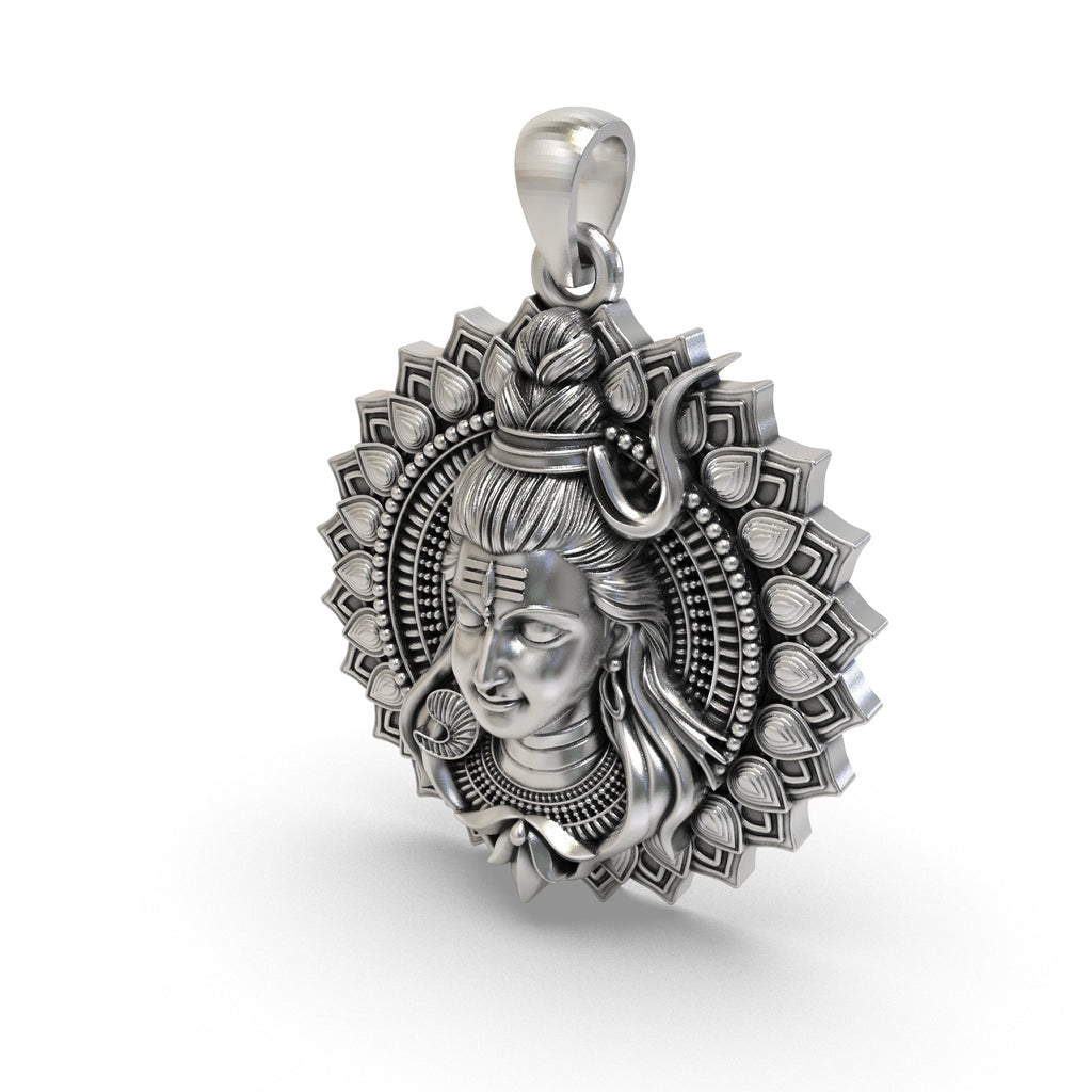 925 Silver Shiva Face Pendant | Unisex Spiritual Necklace