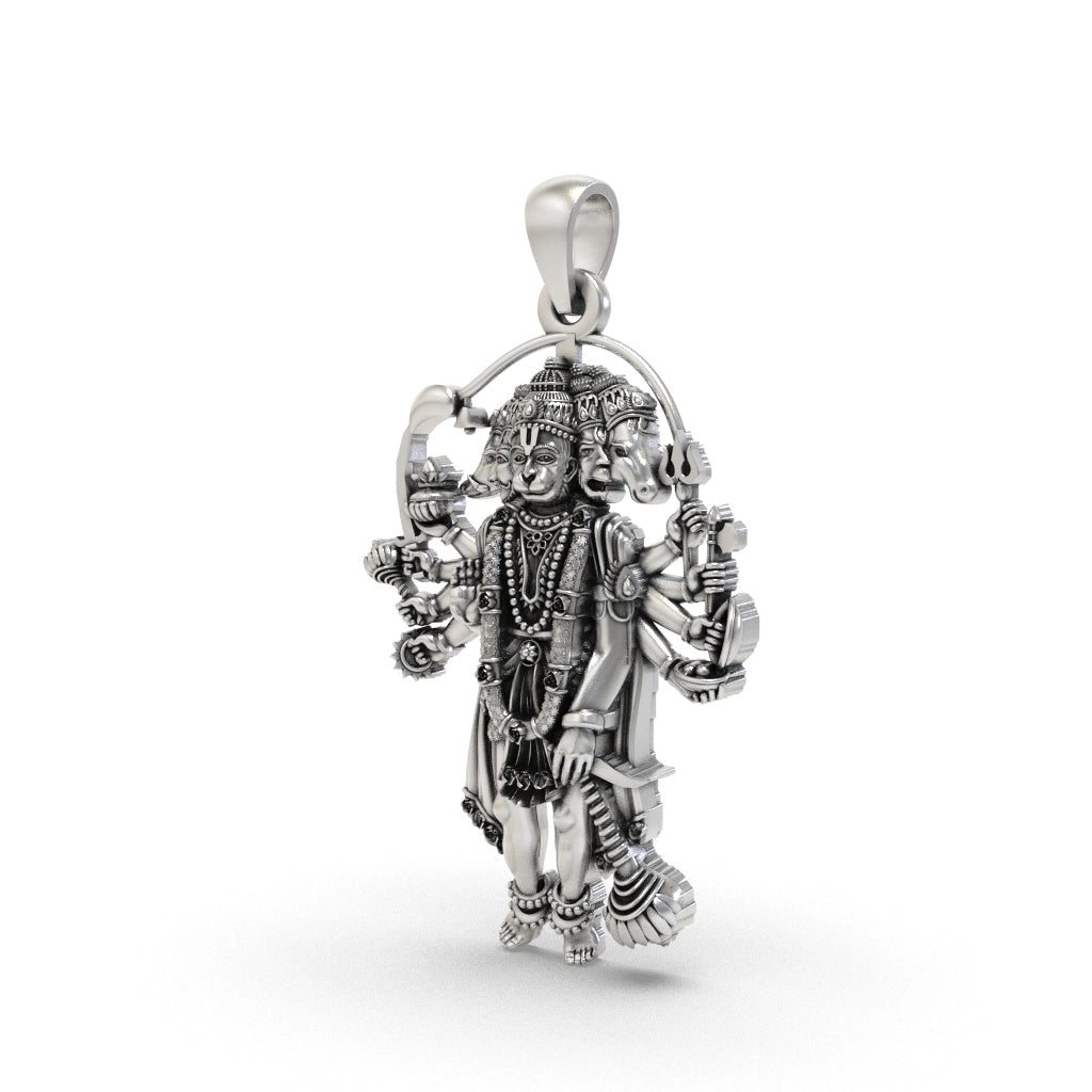 925 Silver Panchmukhi Hanuman Pendant | Unisex Spiritual Necklace