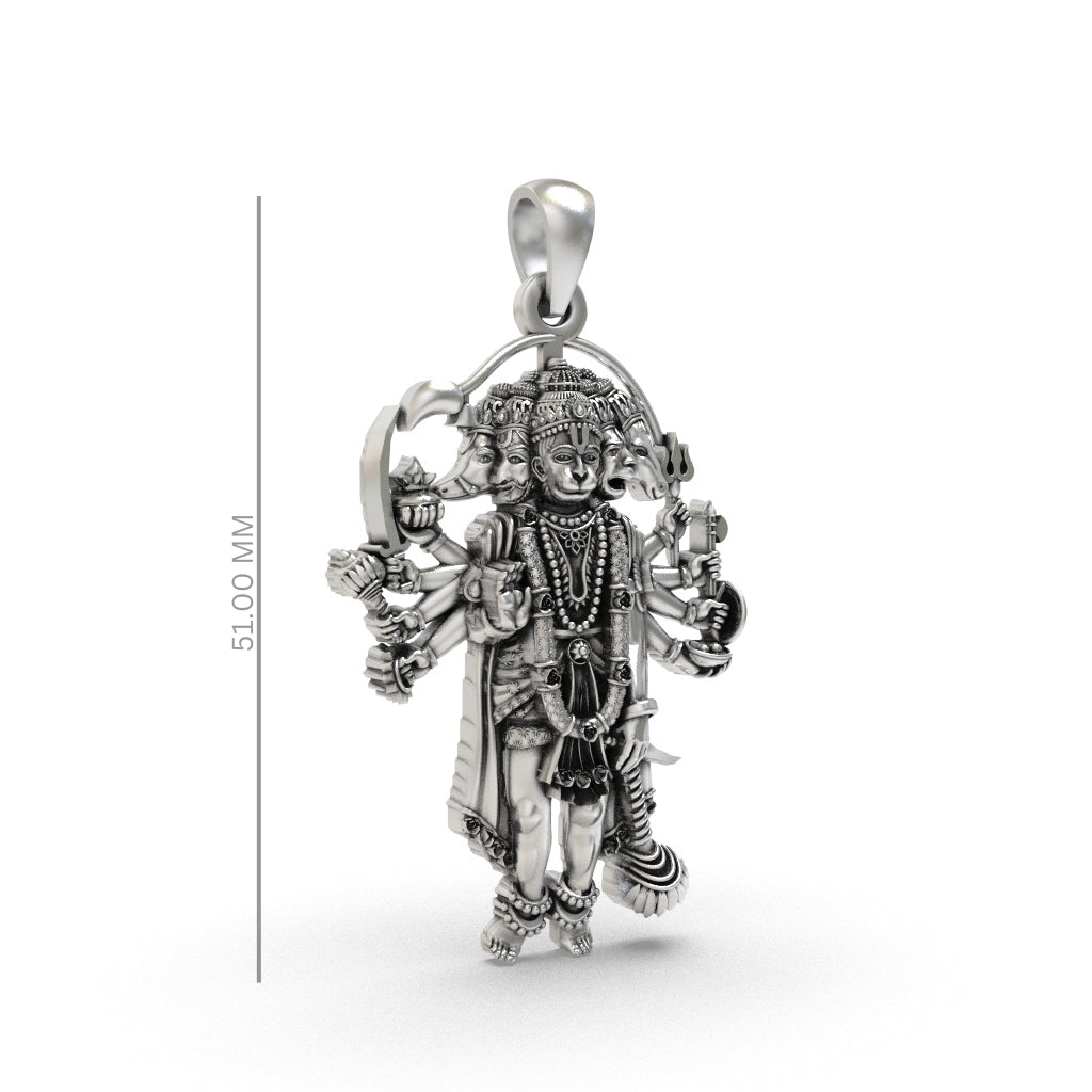 925 Silver Panchmukhi Hanuman Pendant | Unisex Spiritual Necklace