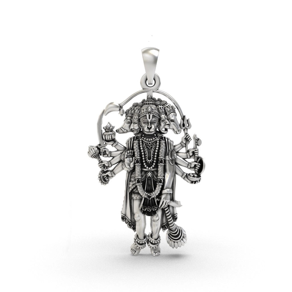 925 Silver Panchmukhi Hanuman Pendant | Unisex Spiritual Necklace