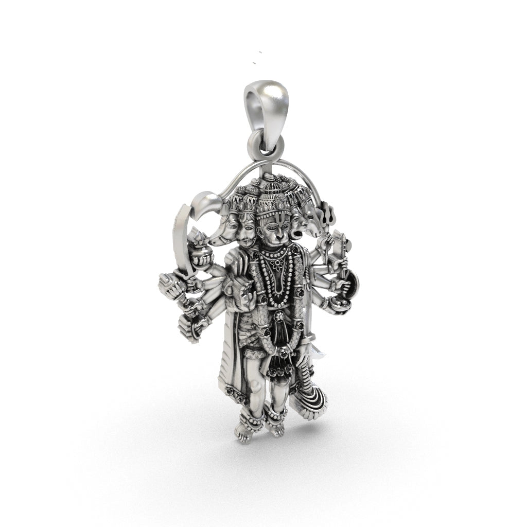 925 Silver Panchmukhi Hanuman Pendant | Unisex Spiritual Necklace
