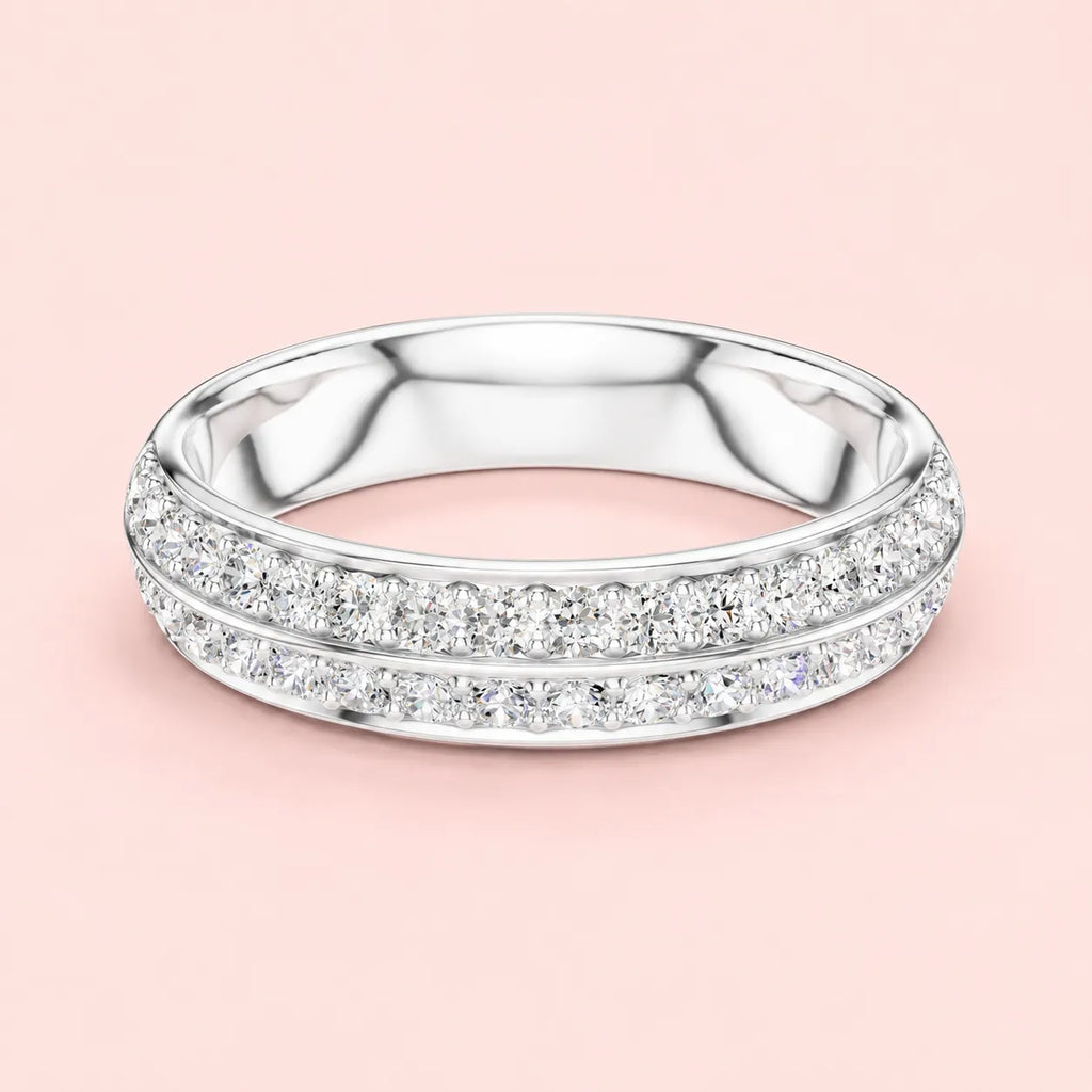 925 Sterling Silver Double Row Eternity Band for Women