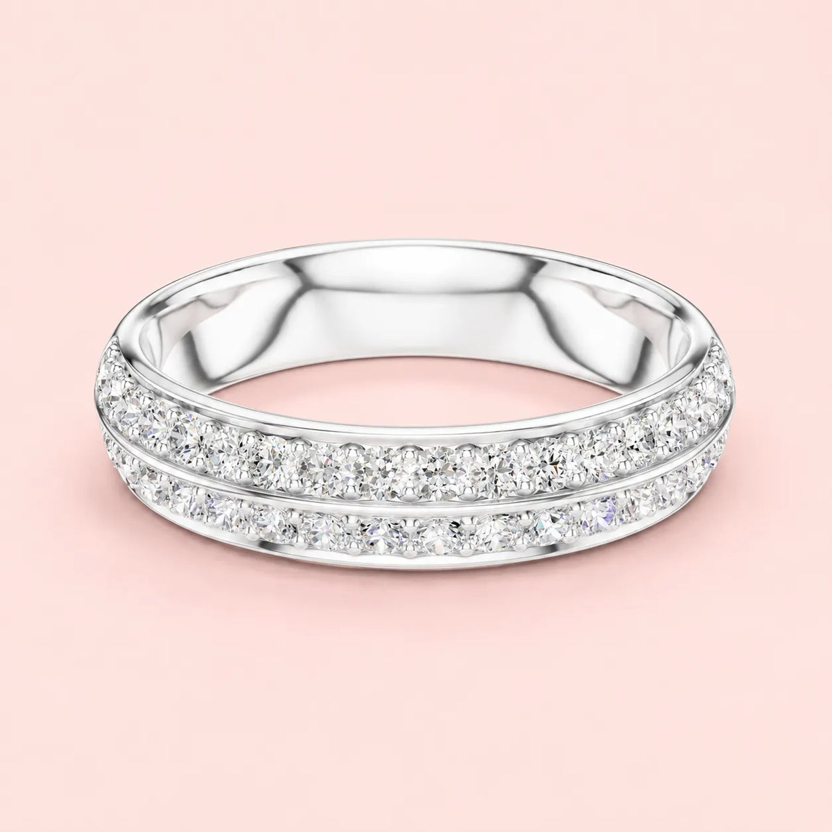 925 Sterling Silver Double Row Eternity Band for Women