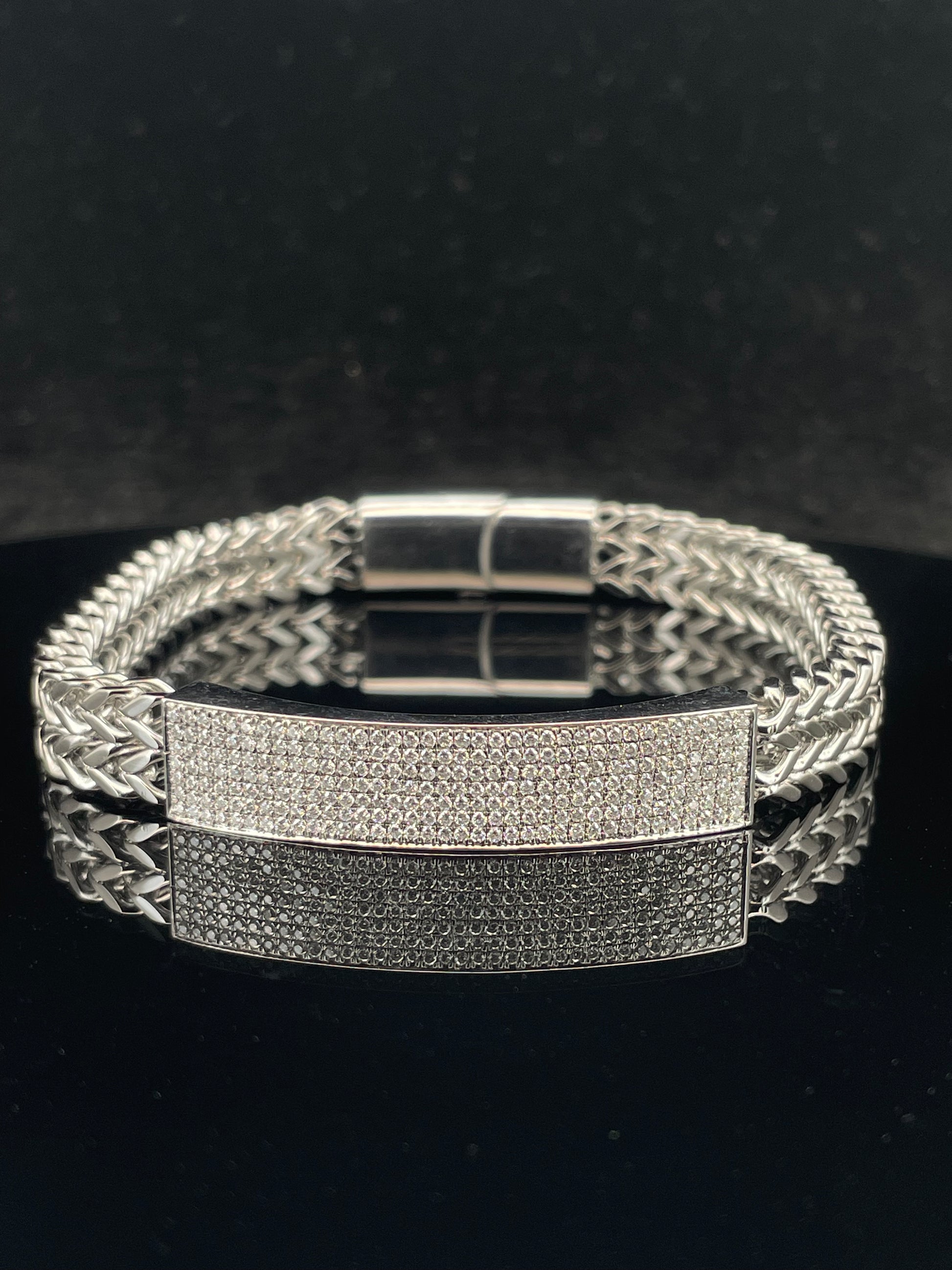 "Shine Brighter This Diwali – Moissanite Studded Steel Bracelet"